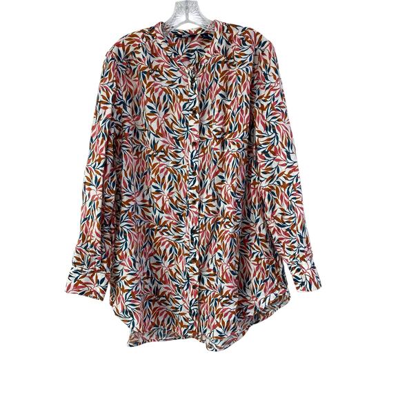 Lands' End Womens Tunic Top Size L 100% Linen Long Sleeve Pockets Resort Beach - Picture 3 of 11